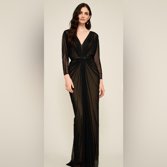 Tadashi Shoji NWT long sleeve gown Trades/Offers Prom Maxi Sheer 1920 - Picture 5 of 13